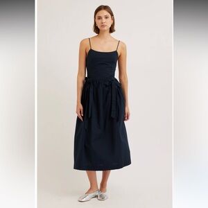 Damson Madder Navy Blue Penelope Organic Cotton Apron Midi Dress US Sz. 6 /UK 10